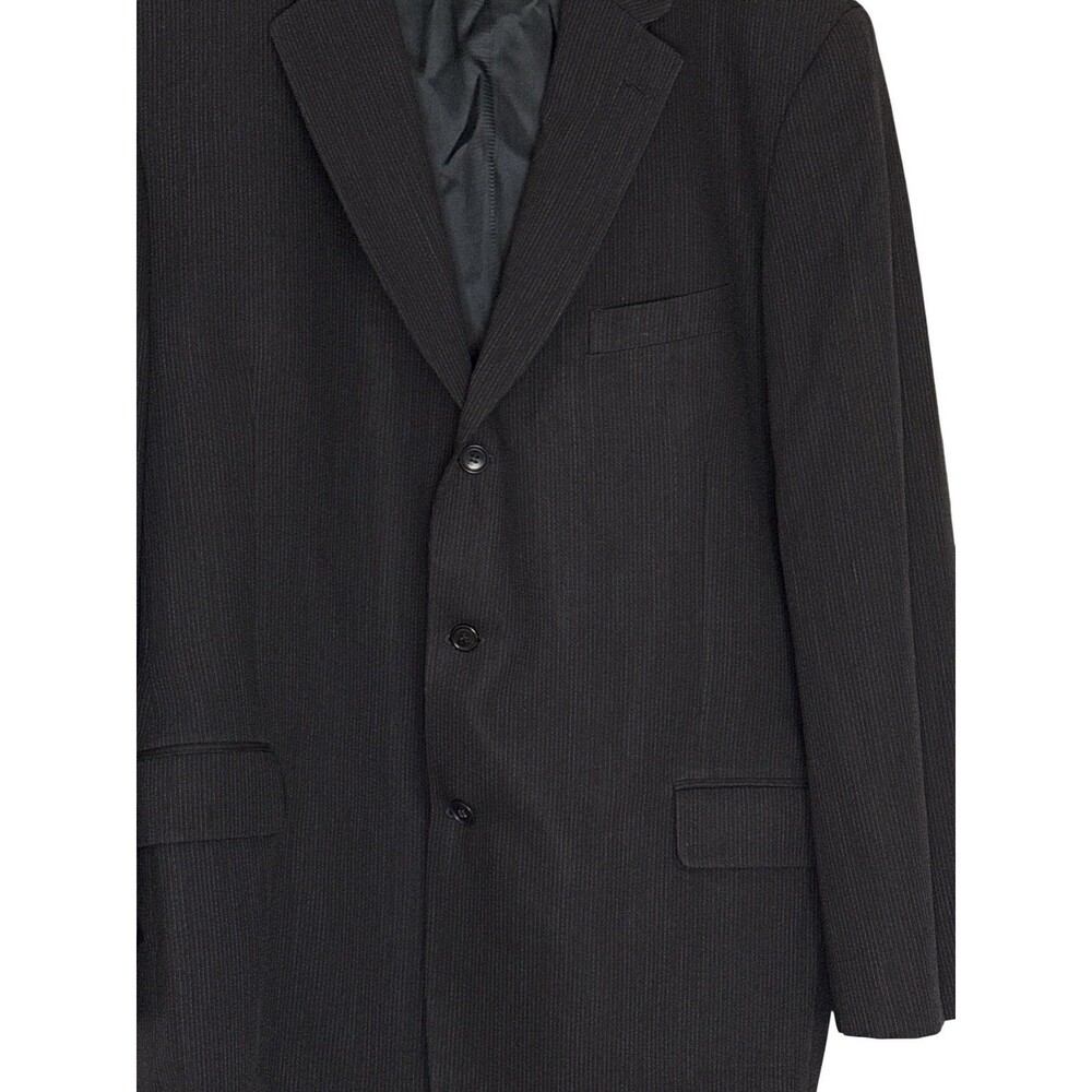 Calvin Klein VTG Blazer Mens 48L Wool Black Microstripe Suit Jacket Sport Coat